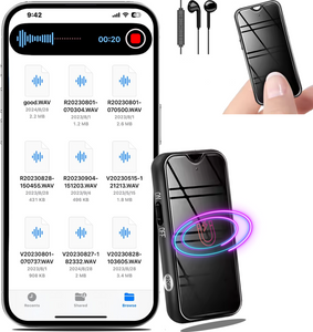 32 GB Microfono Espia Grabadora de Voz Magnetica, Grabadora de Voz Inteligente, Microfono con cancelación de Ruido, función MP3,  Fuerte Magnetismo, 20 Horas Grabacion - GDLCamaras