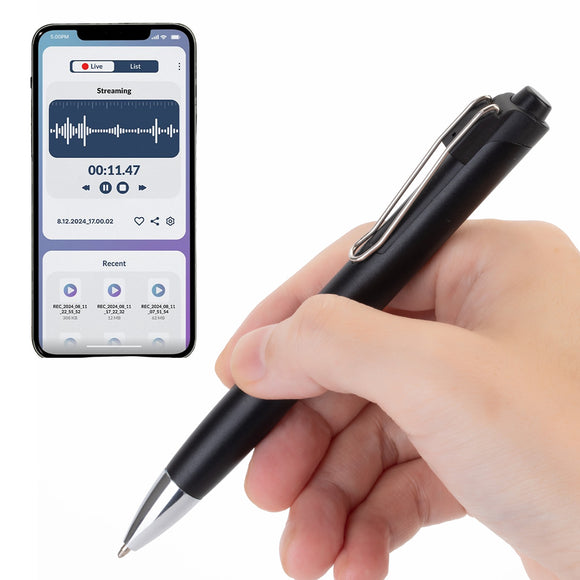 Microfono Espia Pluma Wifi Oculto Portable, Audio En Vivo, Aplicacion Movil, Sensor de Sonido, Bateria 9 Dias en Modo Espera - GDLCamaras