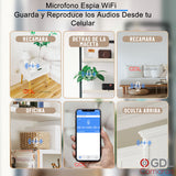 Microfono Espia Oculto Wifi Portable, Descarga Audios desde la App, Alertas Bateria 4 Meses | GDLCAMARAS
