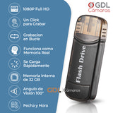 Camara Espia Memoria USB, Grabacion 1080P HD, Camara Oculta Espia en Forma de Memoria, Memoria Interna de 32 GB, Mini Camara de Vigilancia Oculta Portable TCT-KS09 - GDLCamaras