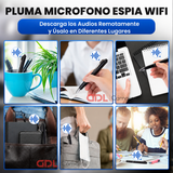 Microfono Espia Pluma Wifi Oculto Portable, Descargar Audio desde la Aplicacion Movil, Sensor de Sonido, Bateria 9 Dias en Modo Espera