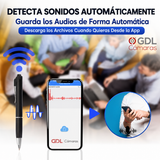 Microfono Espia Pluma Wifi Oculto Portable, Descargar Audio desde la Aplicacion Movil, Sensor de Sonido, Bateria 9 Dias en Modo Espera