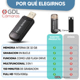 Camara Espia Memoria USB, Grabacion 1080P HD, Camara Oculta Espia en Forma de Memoria, Memoria Interna de 32 GB, Mini Camara de Vigilancia Oculta Portable TCT-KS09 - GDLCamaras